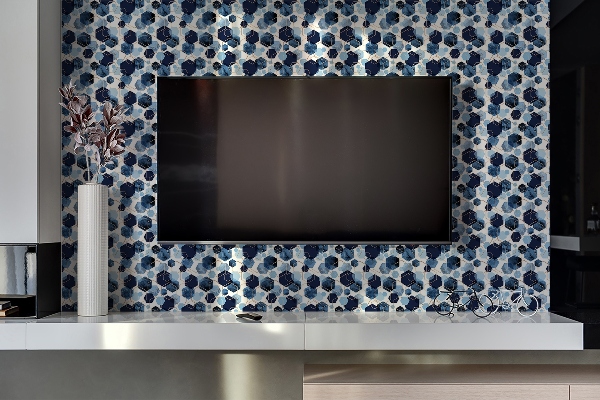 Pannello in vinile pcv Astrazione Blu Geometrica